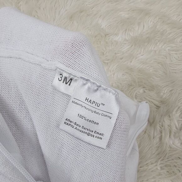 Hapiu 100% Cotton Christening Outfit Jon Jon Zip Back Romper Size 3M Cross - Picture 7 of 7